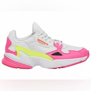 Adidas Women's Original Falcon Sneaker, Shock Pink/Solar Yellow/White size 6